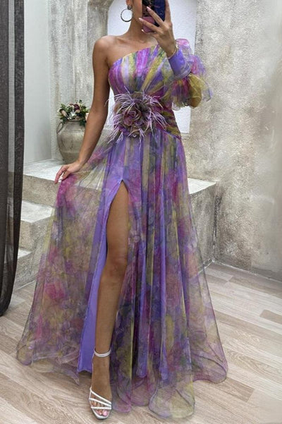 Olivia Asymmetric Bloom Maxi Dress