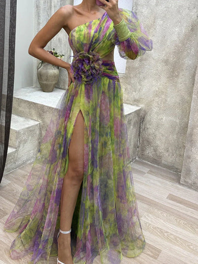Olivia Asymmetric Bloom Maxi Dress