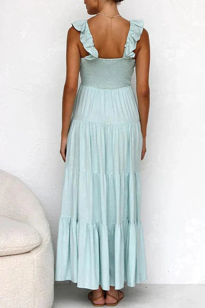 Elegant Pink Maxi Dress with V-Neck