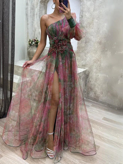 Olivia Asymmetric Bloom Maxi Dress